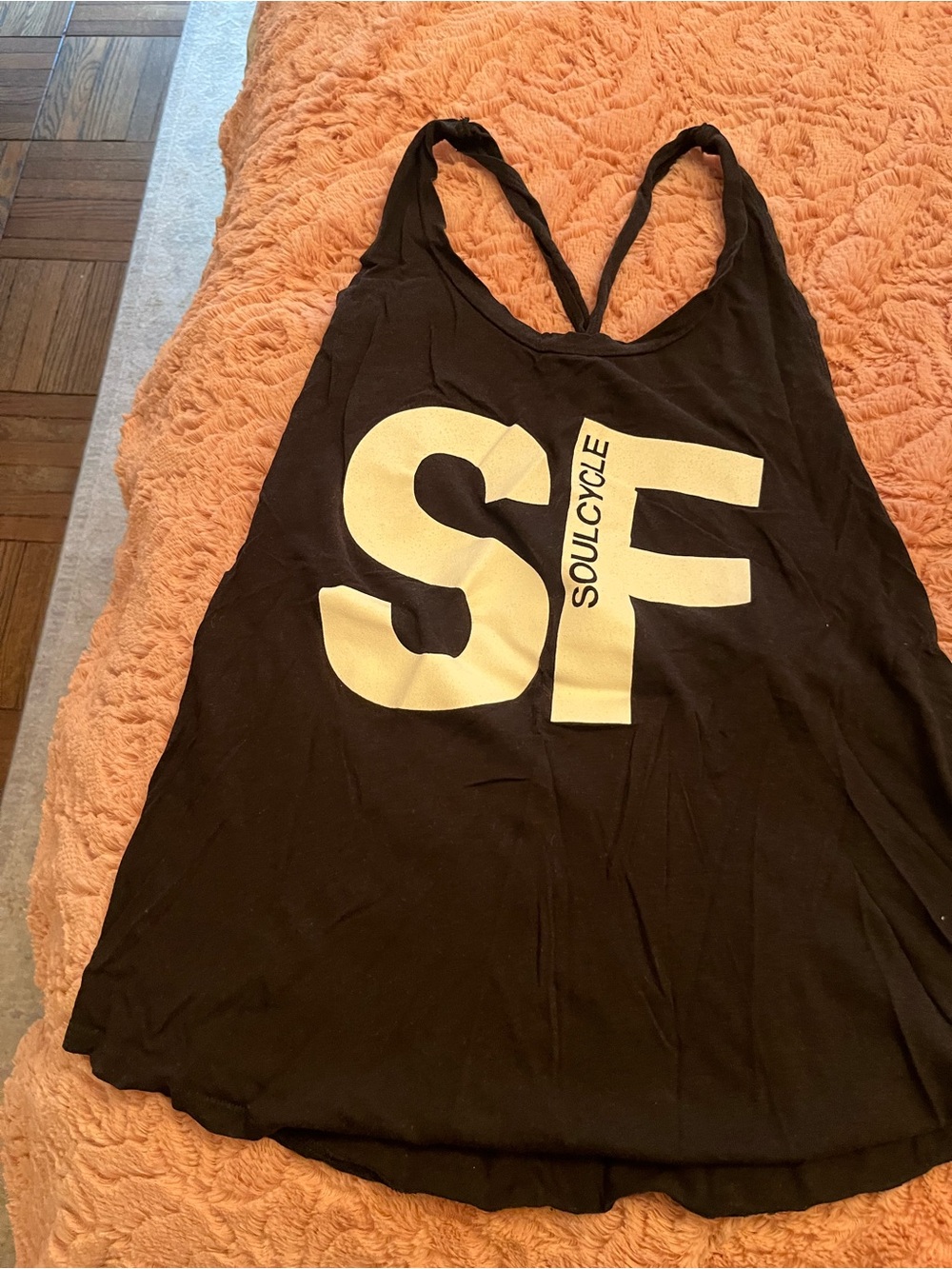 soulcycle Black Racerback Tank with White SF Logo size s/m